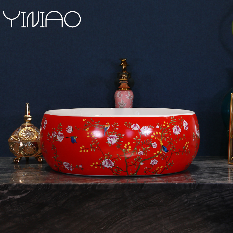 Jingdezhen stage basin petals lavatory ceramic household toilet lavabo European art basin basin