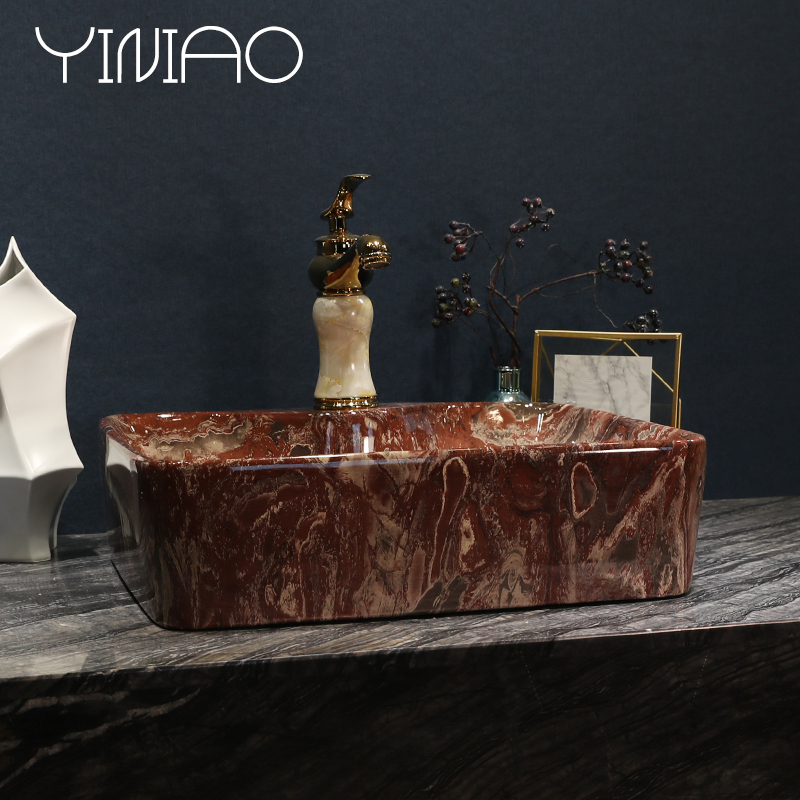 Ou on the sink rectangular lavatory toilet basin art ceramic marble table for wash gargle