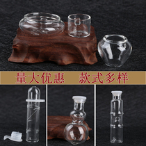 Glass bird food can drinking water fountain thrush chicken heart glass bowl embroidered eye glass three-piece embroidered eye glass drinking water fountain