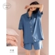 Jingyun đồ ngủ của phụ nữ mùa hè cotton cardigan đơn giản mặc nhà đơn giản các cặp đôi rộng rãi có thể mặc bộ quần áo hai mảnh cho nam giới - Cha mẹ và con