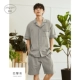 Jingyun đồ ngủ của phụ nữ mùa hè cotton cardigan đơn giản mặc nhà đơn giản các cặp đôi rộng rãi có thể mặc bộ quần áo hai mảnh cho nam giới - Cha mẹ và con