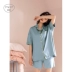 Jingyun đồ ngủ của phụ nữ mùa hè cotton cardigan đơn giản mặc nhà đơn giản các cặp đôi rộng rãi có thể mặc bộ quần áo hai mảnh cho nam giới - Cha mẹ và con