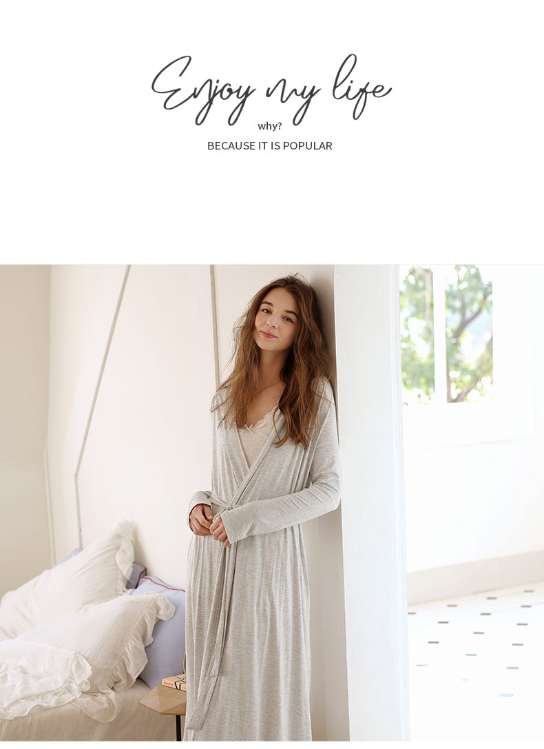 Jing Yun dài tay áo ngủ nữ mùa xuân và mùa thu mô hình giản dị ngọt ngào dễ thương phụ nữ đồ ngủ lỏng nhà áo tắm phần dài - Night Robe shop đồ ngủ đẹp giá rẻ