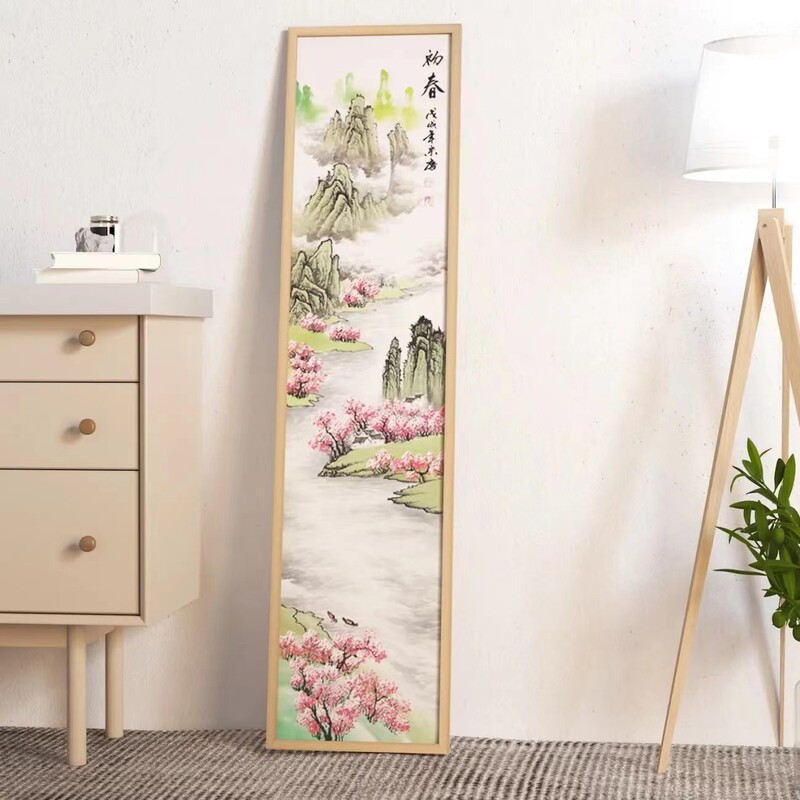 Chinese-Style Wall-Mounted Traditional Painting with Solid Wood Frame 33663469357034138, Rice Paper Calligraphy and Painting Long Strip Framed Artwork Chinese-Style Wall-Mounted Traditional Painting with Solid Wood Frame 33663469357034138, Rice Paper Calligraphy and Painting Long Strip Framed Artwork