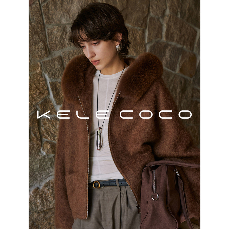 Kele Coco/90% Wool Cashmere Light Fur Fox Fur Collar Hooded Woolen Coat Kele Coco/90% Wool Cashmere Light Fur Fox Fur Collar Hooded Woolen Coat