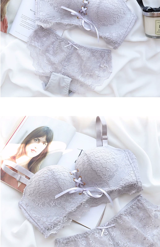Băng Nhật ren ren dày ngực nhỏ tập hợp đồ lót để nhận sữa không có dấu vết không vành áo ngực đỏ