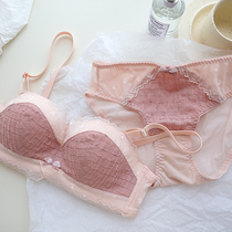 Sweetness Japanese Department Wind Girl Lace Underwear half a cup of small breasts with a large upper Toys Not Drooping Bra Suit