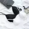 French triangle cup bikini bra Sexy deep v lace small cute girl with pad without rim underwear thin section