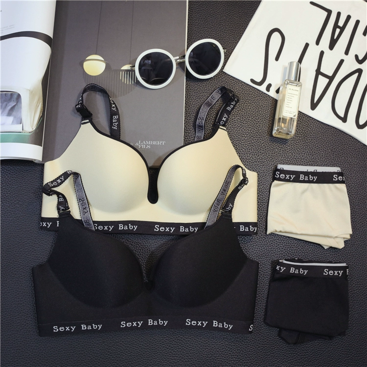 Sexybaby Châu Âu và Hoa Kỳ Chữ cái tiếng Anh gợi cảm một mảnh liền mạch áo ngực không vành tập hợp bộ đồ lót