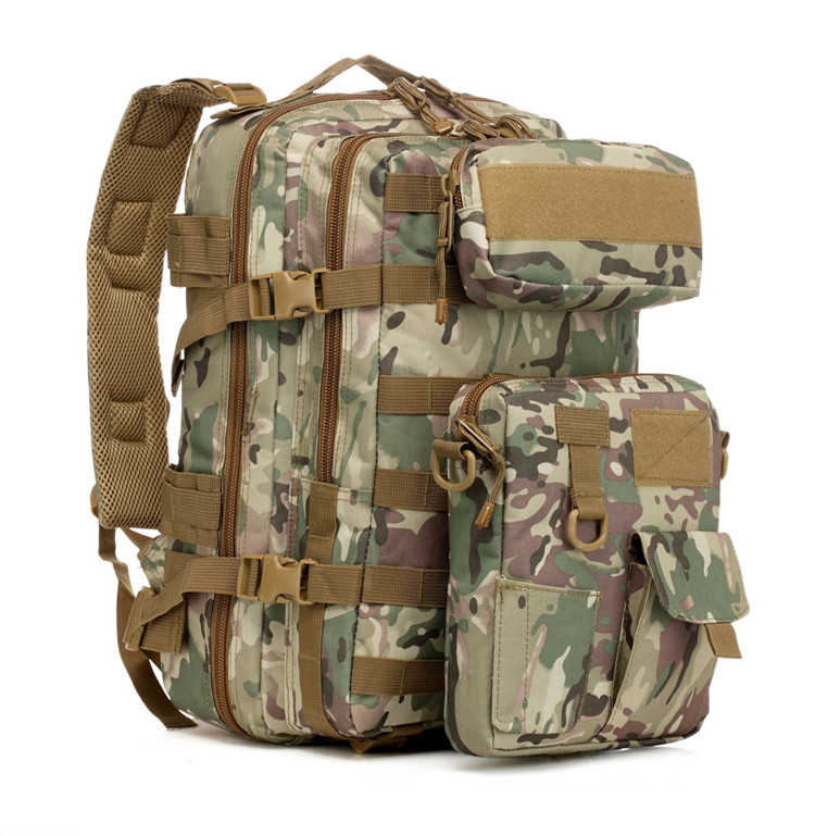 Outdoor Backsack Camouflak Camouflak Double Shoulder Bag Men And Women Camping Bag Triple Use Functional Tactical Combination Bag Detachable Backpack-Taobao