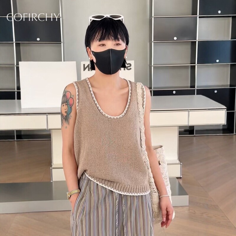 Flashy Cofirchy Poetry Lan 91132 Summer 26 Years Old Chanel-Style Vest Thin Breathable Crochet Knitwear E10 Flashy Cofirchy Poetry Lan 91132 Summer 26 Years Old Chanel-Style Vest Thin Breathable Crochet Knitwear E10
