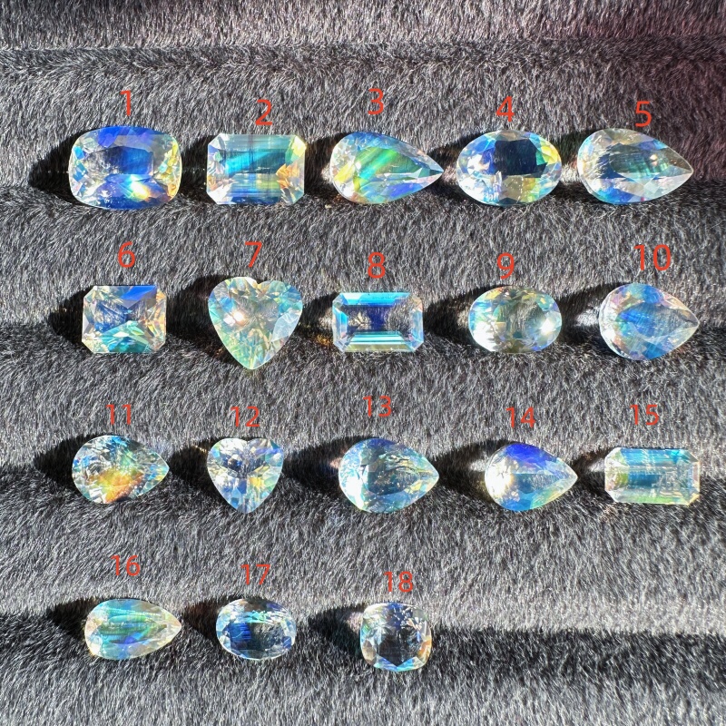 Natural Selected Rainbow Moonstone Loose Stone Starting from 100/Carat, Colorful Ring Pendant Crystal, Transparent with Minor Flaws A15