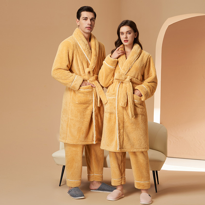 Women's Winter Thickened Flannel Pajamas, Couple's Sleepwear, Double-Sided Comfortable Cotton Velvet, Ultra-Thick Men's Loungewear, Thermal Underwear