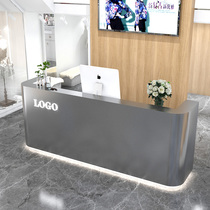 Curved stainless steel cashier Simple modern light luxury clothing store small bar company reception counter