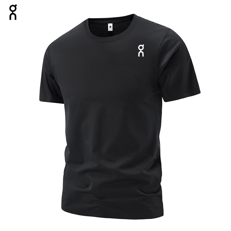 On&On Summer Black Round Neck Short-Sleeved Sports T-Shirt Men's Ice Silk Breathable Quick-Drying Fitness Running Clothing Top