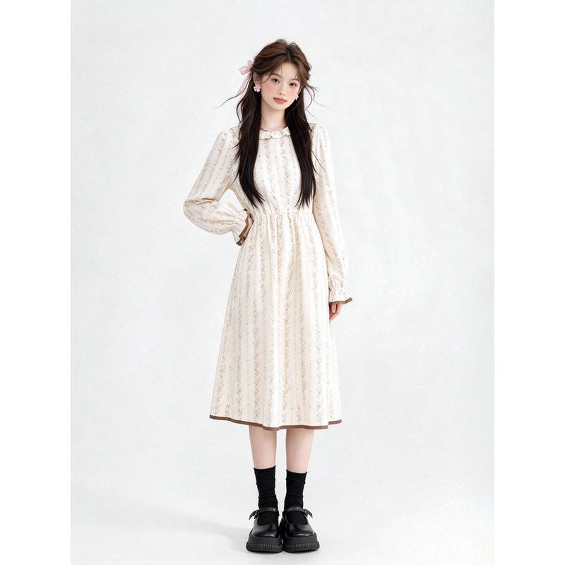 French Style Floral Shirt Dress for Women, Autumn and Winter 2026 New Design, Slim Fit, Over-The-Knee Long Skirt French Style Floral Shirt Dress for Women, Autumn and Winter 2026 New Design, Slim Fit, Over-The-Knee Long Skirt