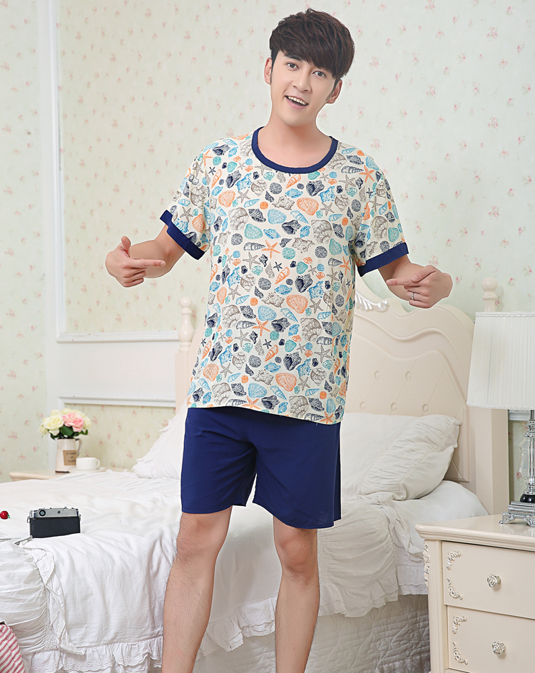 Ngắn tay vài bộ đồ ngủ dễ thương mùa hè kích thước lớn cotton lụa phù hợp với nam giới và phụ nữ cotton lụa rayon phần mỏng dịch vụ nhà bộ đồ the thao nữ hàng hiệu