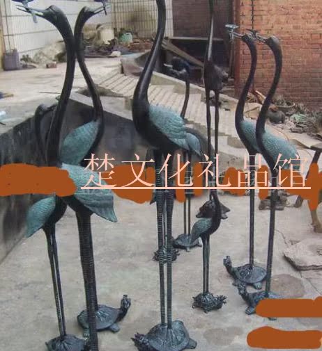 Hubei Wuhan rental Ganoderma lucidum crane bronze gift Copper turtle crane title Zhizhi crane turtle crane extension rental rental pendulum