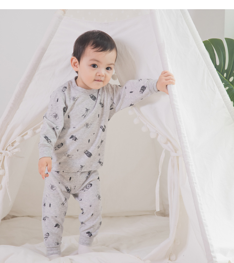 Cotton Hall bé baby đáy quần mùa thu quần dài đầy đủ cotton mùa thu và mùa đông cao eo đồ lót đồ ngủ hai mảnh phù hợp thời trang cho bé