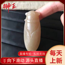 Hetian Jade professional live sugar color Jade Cicada blockbuster pendant pendant size 53 9*22 6*11 5