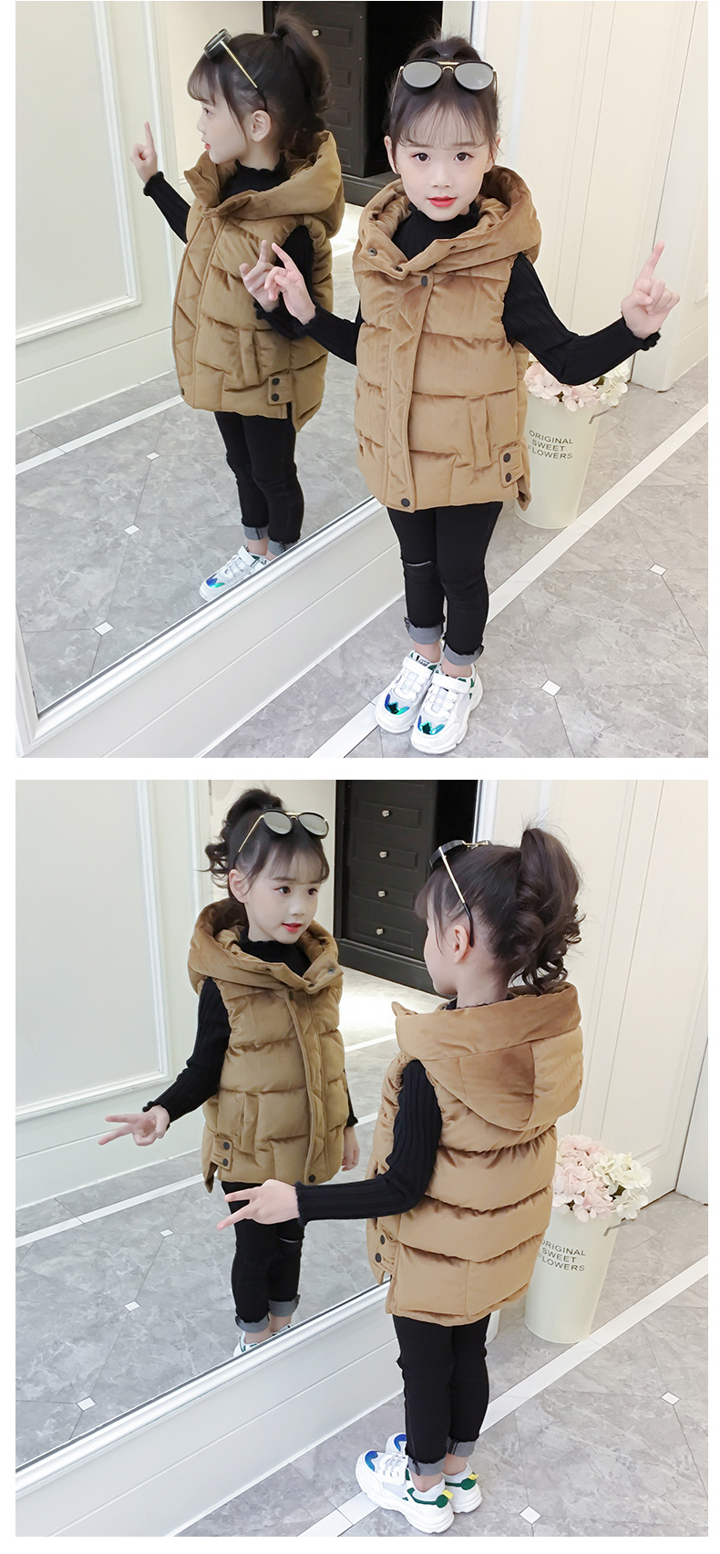 Áo vest nữ mùa đông 2018 cho trẻ em áo khoác nhung mới phiên bản Hàn Quốc của mẫu áo khoác cotton cho bé gái mùa thu đông áo gile trẻ em nam