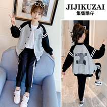 Girls spring suit Girls Middle and large childrens childrens clothing Foreign style net Red fashion 6 spring and autumn 7 tide 8 baseball clothes 4-year-old