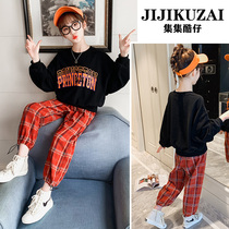 Girls spring Korean version sweater cotton suit Girls childrens clothing Foreign style net red 6 spring and autumn 7 clothes 8 tide 9 years old 10