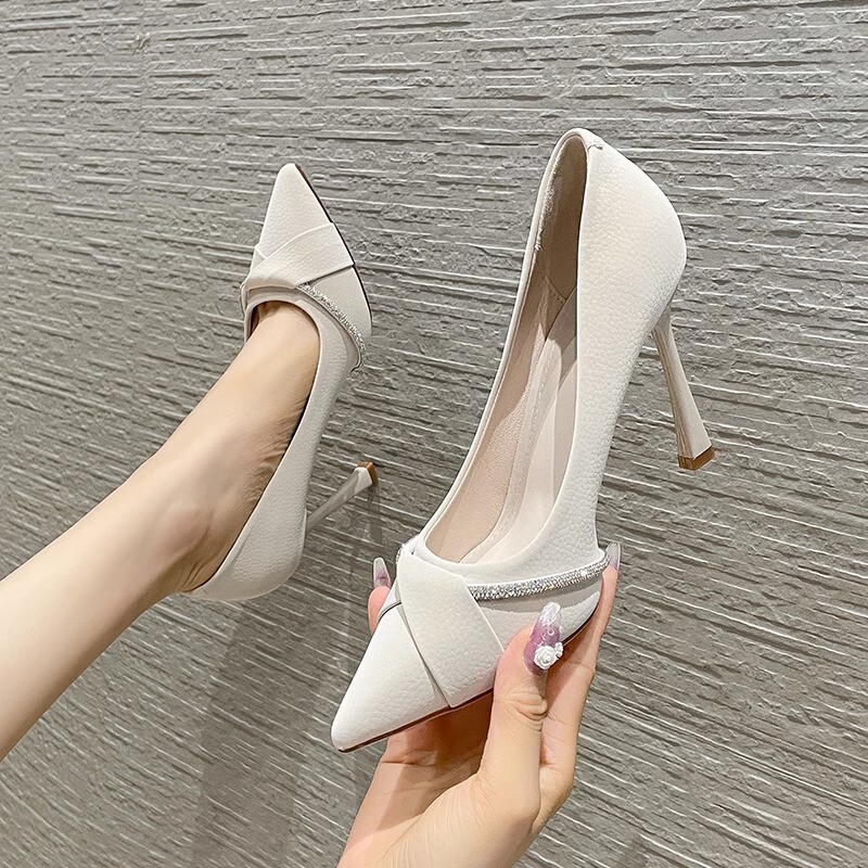 High-Heeled Shoes for Women 2026 New Spring and Autumn Stiletto Pointed Toe Shallow Mouth Rhinestone Professional Elegant Student Etiquette Shoes High-Heeled Shoes for Women 2026 New Spring and Autumn Stiletto Pointed Toe Shallow Mouth Rhinestone Professional Elegant Student Etiquette Shoes