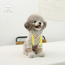Lazy Pet Korean Pet clothes cat spring and autumn warm casual striped long sleeve hoodie sweater