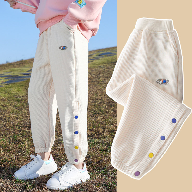 Girl Pants 2022 New Spring Dress Children Spring Autumn-Style Fried Street Sweatpants Big Boy Spring Thin Sports Pants Casual