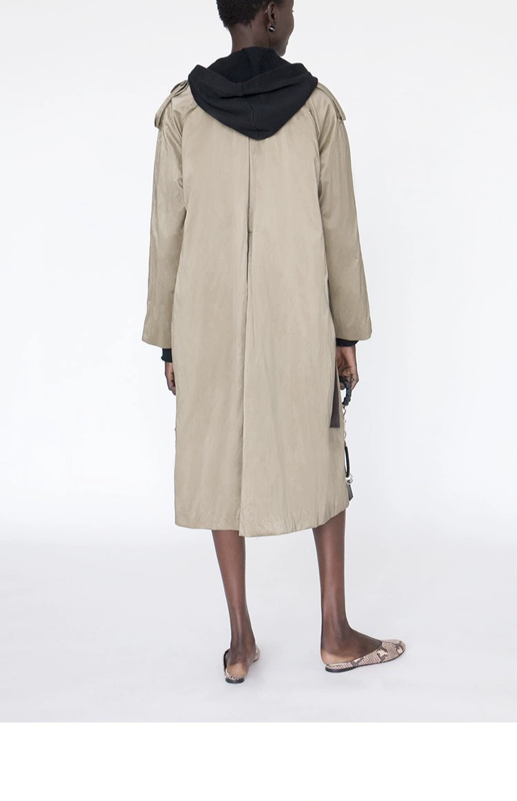 BABYGHOST thiết kế ban đầu của phụ nữ thương hiệu đeo đai PU áo gió dài áo khoác mỏng - Trench Coat