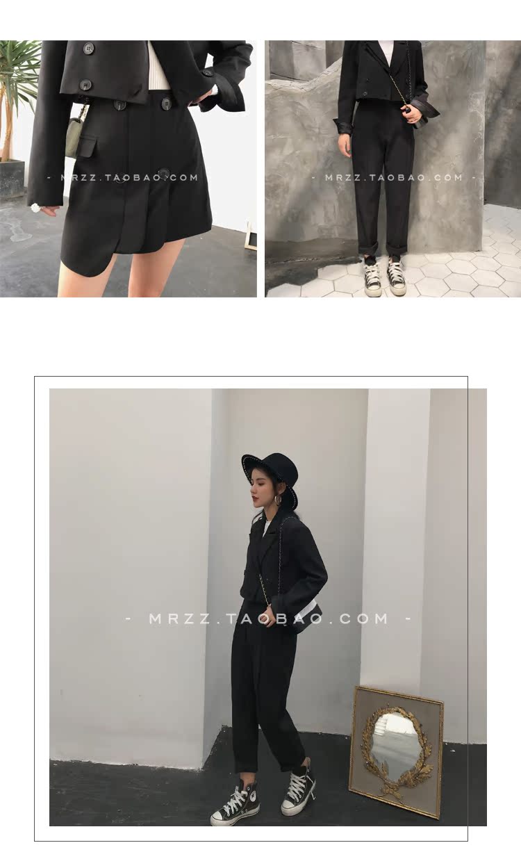 QUEENZZ quần áo mùa thu chic nhỏ phù hợp với áo khoác nữ 2018 phiên bản mới của Hàn Quốc của quần tây phù hợp với áo ba lỗ - Bộ đồ áo kiểu trung niên