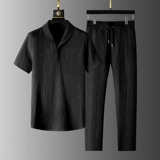 Элитный шелковый летний комплект, тонкий быстросохнущий спортивный костюм, легкий роскошный стиль, оверсайз, короткий рукав