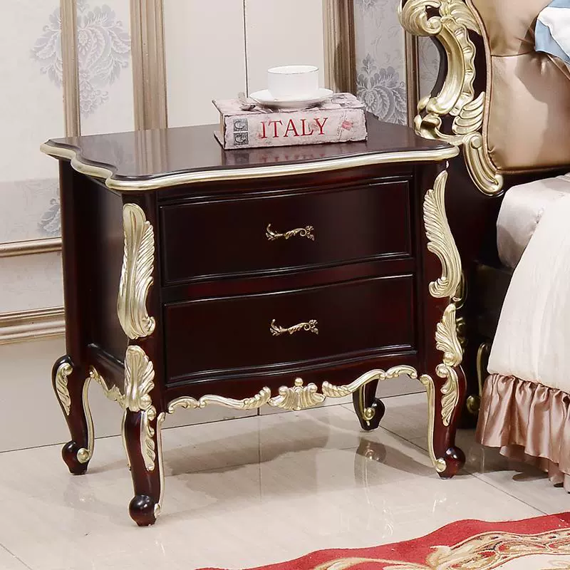 Phong cách châu âu bàn đầu giường phòng ngủ tân cổ điển tủ đầu giường kiểu pháp ngăn kéo tủ đựng đồ hai ngăn kéo - Buồng