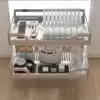 304 stainless steel kitchen integrated cabinet pull basket kitchen pull basket drawer type double dish rack?Car cabinet dish basket