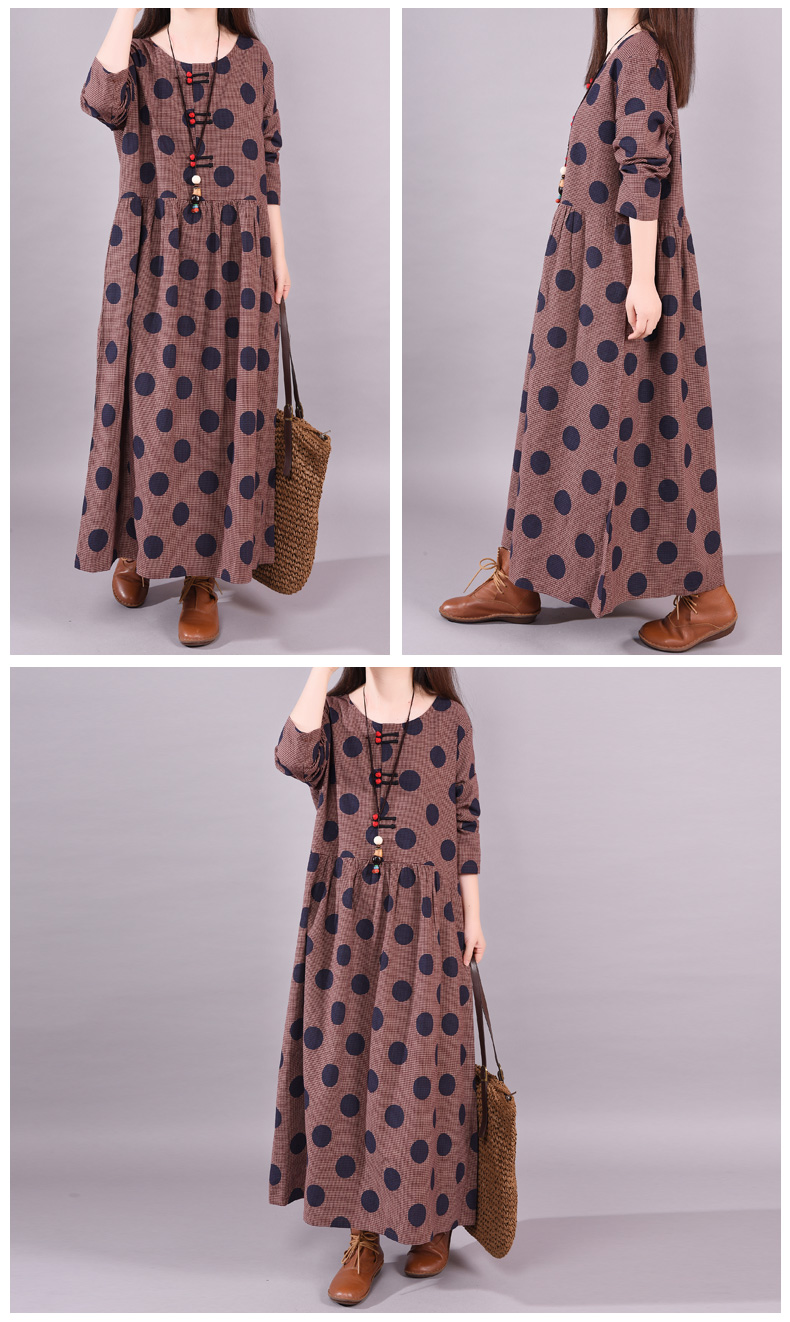 Son cũng 2019 xuân mới retro nữ giản dị nút rộng size chấm bi hoang dã - Sản phẩm HOT đầm dạ hội đẹp