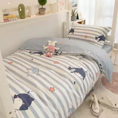 Student dormitory bedding three-piece cotton cotton quilt cover 0 9m1 2 meters bed single dormitory bedding