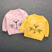 Baby Spring and Autumn Sweater baby jacket 0-2 year old female thin kitten foreign style clothes baby T-shirt autumn male tide