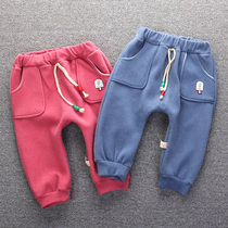 Baby plus velvet trousers baby baby PP pants baby wear autumn and winter men and women wear fart 0-1-2 years old