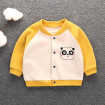Baby baseball shirt baby cardigan coat spring and autumn children Boys 1 year old female newborn clothes foreign coat