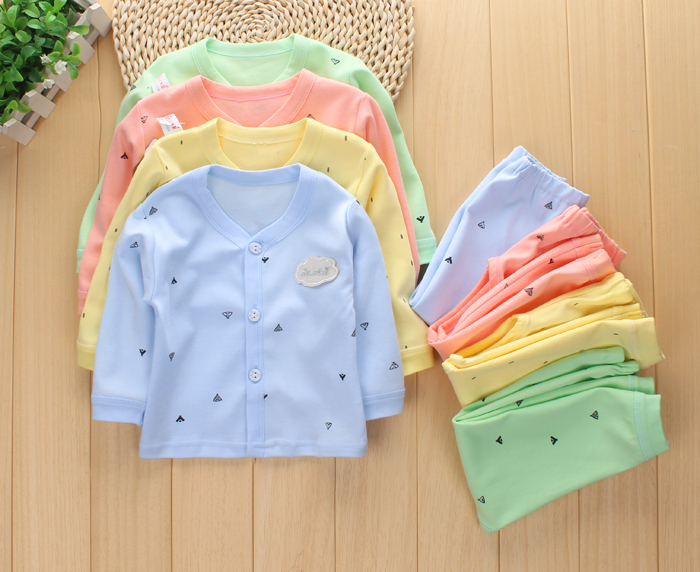Mùa xuân và mùa thu Bộ đồ lót cho bé sơ sinh Bộ đồ sơ sinh bằng vải cotton cho trẻ sơ sinh thời trang trẻ em hàn quốc