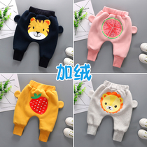 Autumn and winter padded baby trousers men and womens clothing plus velvet big pp pants Haren pants outside wear Children Baby cotton pants