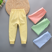 Pure cotton baby leggings spring and autumn trousers with crotch trousers baby children cotton flat waist sleeping pants 0-1-3 years old