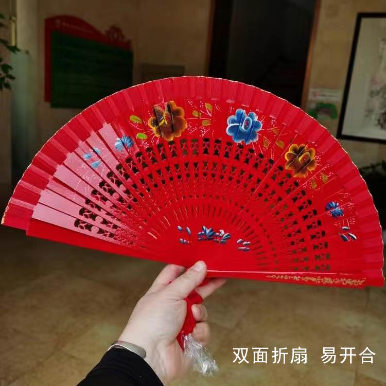 New dancing fan double-sided pattern Spanish wooden fan dance fan cheongsam show fan wedding red fan