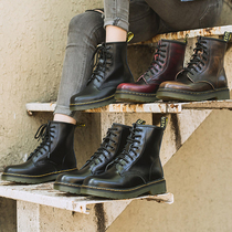 Leather Martin boots womens 2022 new British style spring and autumn single boots six-hole motorcycle white autumn and winter fleece short boots