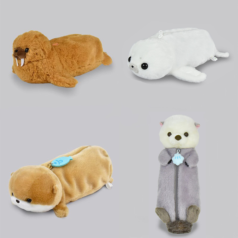 Japanese Amuse Otter Pencil Case Walrus Plush Toy Cute Animal Seal Doll Stationery Storage Soft and Adorable