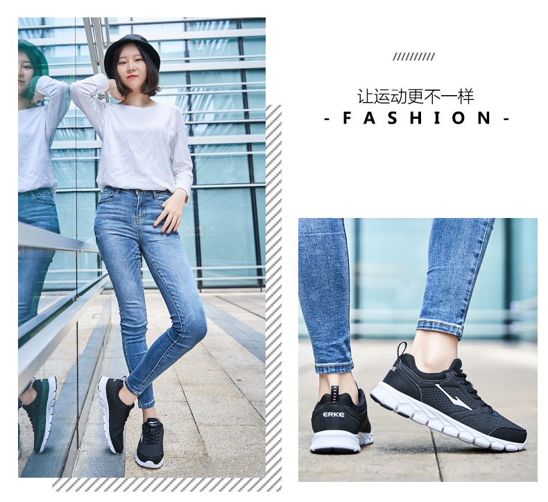 Giày nữ Hongxing Erke mùa xuân và mùa thu mới Giày chạy bộ mới giày thể thao giản dị nữ sinh da thời trang màu trắng - Giày chạy bộ giày the thao nữ