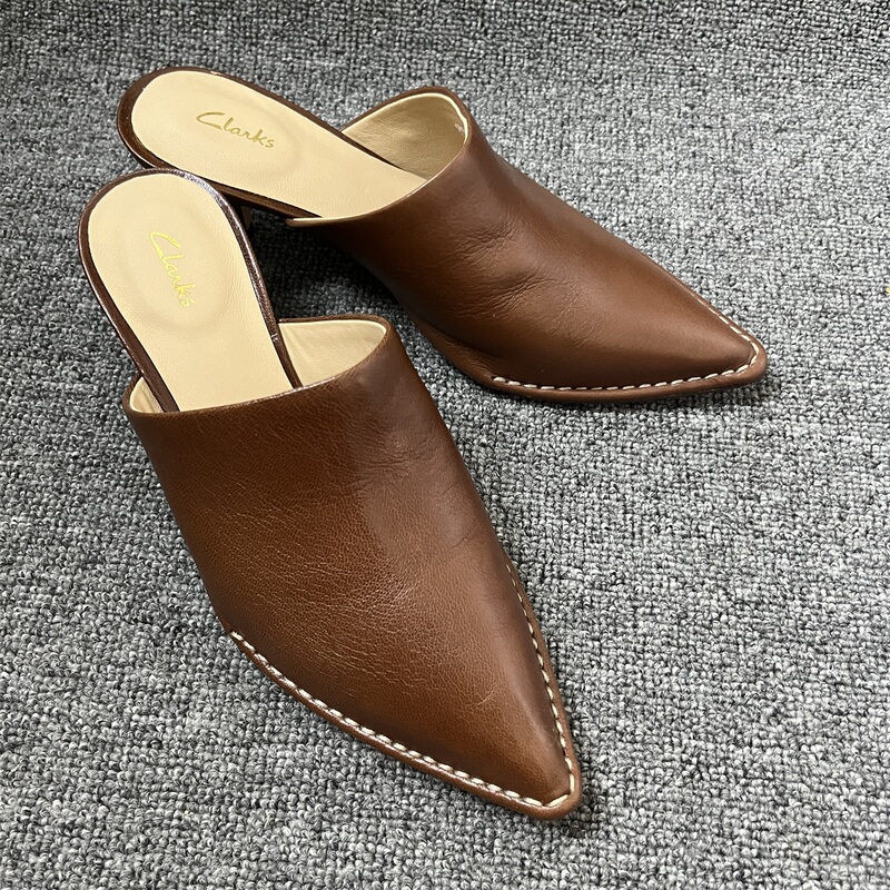 Clarks Women's Spring and Summer Half-Toe Genuine Leather Slippers Women's Shoes Single Shoes Mules Thorna55 Mule Clarks Women's Spring and Summer Half-Toe Genuine Leather Slippers Women's Shoes Single Shoes Mules Thorna55 Mule