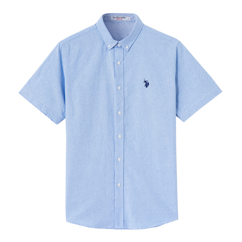 Uspolo American Polo Summer Men's Short-Sleeved Solid Color Oxford Cotton Business Shirt Half-Sleeved Work Shirt