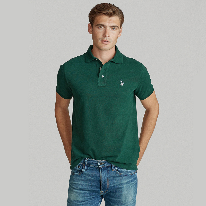 Uspoloassn American Polo Summer Men's Pure Cotton Short-Sleeved Polo Shirt Classic Pure Color Lapel T-Shirt Polo Shirt